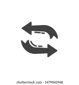 Refresh arrows vector icon. filled flat sign for mobile concept and web design. Exchange, transfer arrows glyph icon. Symbol, logo illustration. Vector graphics