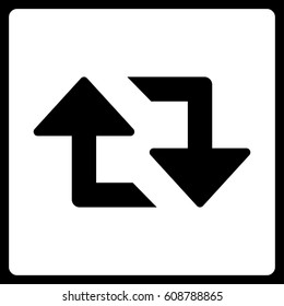 Refresh Arrows vector icon. Flat white symbol. Pictogram is isolated on a black background. Designed for web and software interfaces.