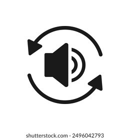 Refresh audio icon flat style isolated on white background. Vector illustration