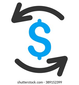 Refresh Balance vector icon. Style is bicolor flat symbol, blue and gray colors, white background.