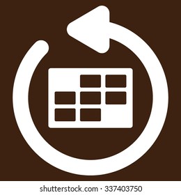 Refresh Binder vector icon. Style is flat symbol, white color, rounded angles, brown background.