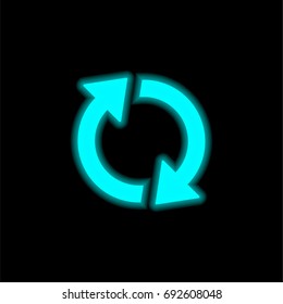 Refresh blue glowing neon ui ux icon. Glowing sign logo vector
