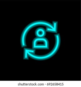 Refresh blue glowing neon ui ux icon. Glowing sign logo vector