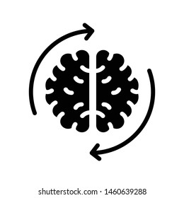 refresh brain glyph flat vector icon