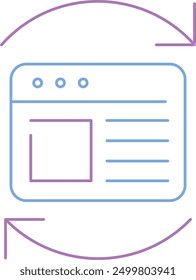 Actualice el icono del navegador con una página web y actualice la flecha en estilo de arte lineal. Perfecto para indicar la actualización del navegador y los Actualizar en tecnología y servicios en línea.
