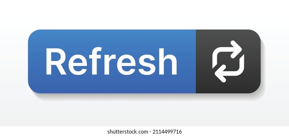 Refresh button in blue and black design. Reload, reset symbol vector illustration.