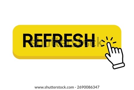 Refresh button with hand mouse cursor click icon.Vector illustration.