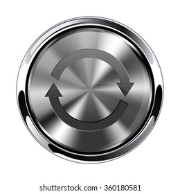 Refresh button. Metal icon. Vector isolated on white background.