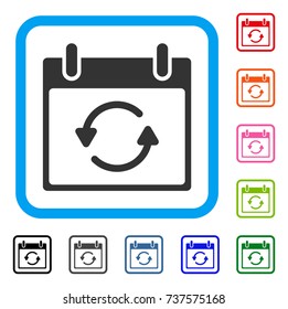 Refresh Calendar Day icon. Flat grey iconic symbol in a light blue rounded squared frame. Black, gray, green, blue, red, orange color variants of Refresh Calendar Day vector.