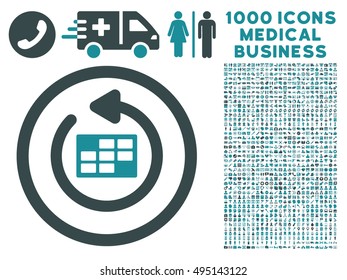 Refresh Calendar icon with 1000 medical business soft blue vector design elements. Design style is flat bicolor symbols, white background.