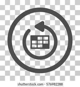 Refresh Calendar rounded icon. Vector illustration style is a flat iconic symbol inside a circle, gray color, transparent background. Designed for web and software interfaces.