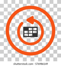 Refresh Calendar rounded icon. Vector bicolor illustration style is a flat iconic symbol inside a circle, orange and gray colors, transparent background. Designed for web and software interfaces.