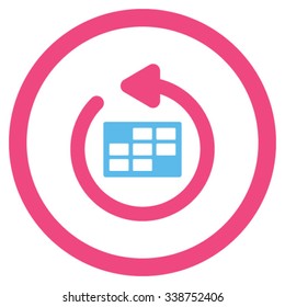 Refresh Calendar vector icon. Style is bicolor flat rounded symbol, pink and blue colors, rounded angles, white background.