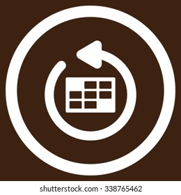 Refresh Calendar vector icon. Style is flat rounded symbol, white color, rounded angles, brown background.