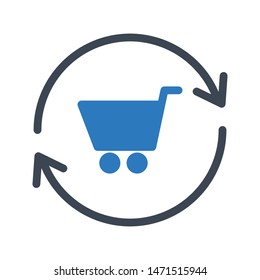refresh cart glyph colour vector icon