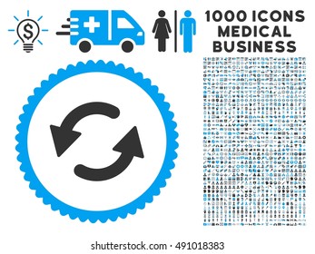 Refresh CCW icon with 1000 medical business gray and blue vector design elements. Collection style is flat bicolor symbols, white background.