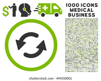 Refresh CCW icon with 1000 medical commercial eco green and gray vector design elements. Set style is flat bicolor symbols, white background.