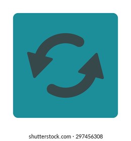 Refresh Ccw icon from Primitive Buttons OverColor Set. This rounded square flat button is drawn with soft blue colors on a white background.