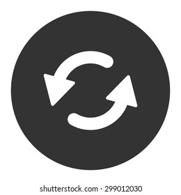 Refresh Ccw icon from Primitive Round Buttons OverColor Set. This round flat button is drawn with white and gray colors on a white background.