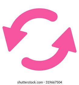Refresh Ccw icon from Primitive Set. This isolated flat symbol is drawn with pink color on a white background, angles are rounded.