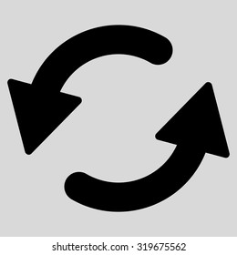 Refresh Ccw icon from Primitive Set. This isolated flat symbol is drawn with black color on a light gray background, angles are rounded.