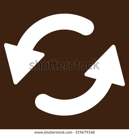 Refresh Ccw icon from Primitive Set. This isolated flat symbol is drawn with white color on a brown background, angles are rounded.