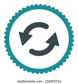 Refresh Ccw round stamp icon. This flat vector symbol is drawn with soft blue colors on a white background.