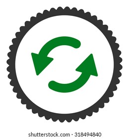 Refresh Ccw round stamp icon. This flat vector symbol is drawn with green and gray colors on a white background.