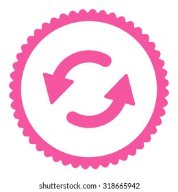 Refresh Ccw round stamp icon. This flat vector symbol is drawn with pink color on a white background.