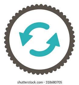 Refresh Ccw round stamp icon. This flat vector symbol is drawn with grey and cyan colors on a white background.