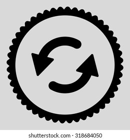 Refresh Ccw round stamp icon. This flat vector symbol is drawn with black color on a light gray background.