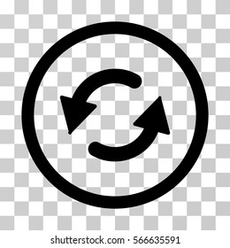 Refresh CCW rounded icon. Vector illustration style is flat iconic symbol inside a circle, black color, transparent background. Designed for web and software interfaces.