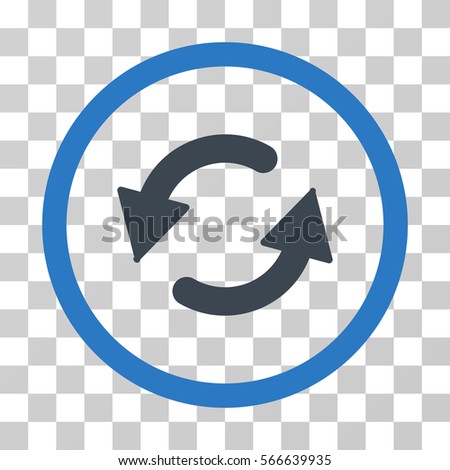 Refresh CCW rounded icon. Vector illustration style is flat iconic bicolor symbol inside a circle, smooth blue colors, transparent background. Designed for web and software interfaces.