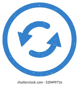 Refresh CCW rubber seal stamp watermark. Icon vector symbol with grunge design and dust texture. Scratched cobalt ink emblem on a white background.