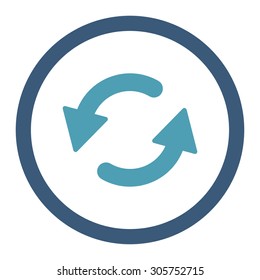 Refresh Ccw vector icon. This rounded flat symbol is drawn with cyan and blue colors on a white background.