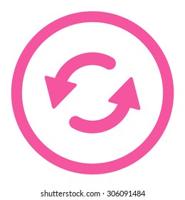 Refresh Ccw vector icon. This rounded flat symbol is drawn with pink color on a white background.