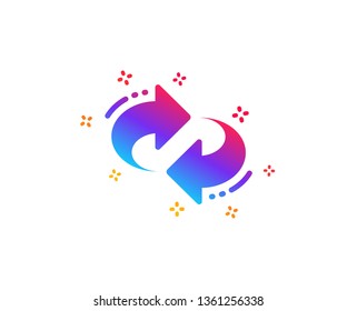Refresh, change arrow icon. Rotation Arrowhead symbol. Navigation pointer sign. Dynamic shapes. Gradient design refresh icon. Classic style. Vector