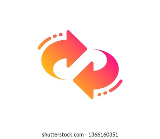 Refresh, change arrow icon. Rotation Arrowhead symbol. Navigation pointer sign. Classic flat style. Gradient refresh icon. Vector
