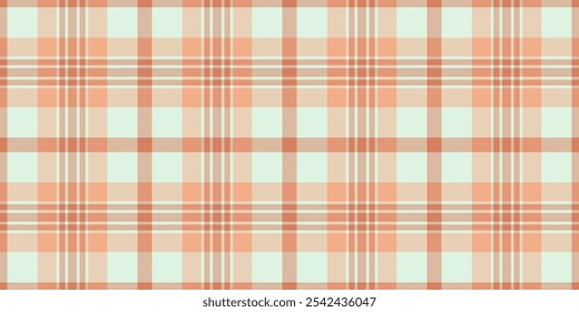 Refresh check texture tartan, continuity plaid textile seamless. Elementary fabric vector pattern background in light and orange color.