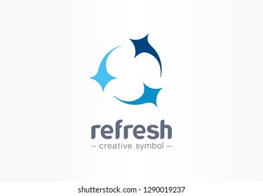 Refresh Circle Creative Symbol Concept. Clean Star, Mix, Group Of Three Abstract Business Logo. Fresh Wash, Arrow Rotate, Laundry Service Icon. Corporate Identity Logotype, Company Graphic Design