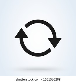 Refresh and circle symbol. Simple vector modern icon design illustration.