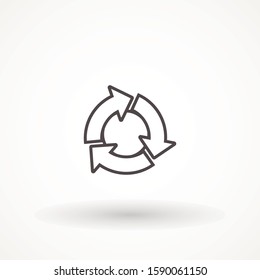 Refresh circular icon isolated on white background. Recycling flat vector rotate arrow Vector illustration.