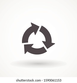 Refresh circular icon isolated on white background. Recycling flat vector rotate arrow Vector illustration.