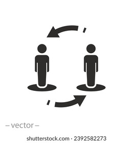 refresh collaboration icon, change personnel, staff updating, flat line symbol