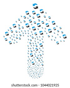 Refresh collage constructed in the shape of upwards motion arrow. Up direction arrow shape designed from refresh pictograms.