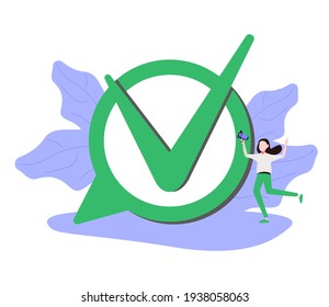 Refresh Complete Or Reload Done As Task Repeat Action Tiny Person Concept. Restart Or Do Over Same Work For Same Results Vector Illustration. Update, Synchronization Or Renew Symbolic Element Scene.