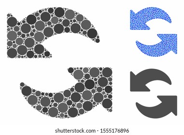 Refresh composition of circle elements in different sizes and color tinges, based on refresh icon. Vector round elements are composed into blue composition.
