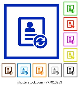 Refresh contact flat color icons in square frames on white background