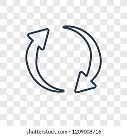 Refresh Curve Arrows concept vector linear icon isolated on transparent background, Refresh Curve Arrows concept transparency concept in outline style