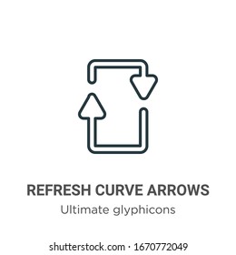 Refresh curve arrows outline vector icon. Thin line black refresh curve arrows icon, flat vector simple element illustration from editable ultimate glyphicons concept isolated stroke on white 